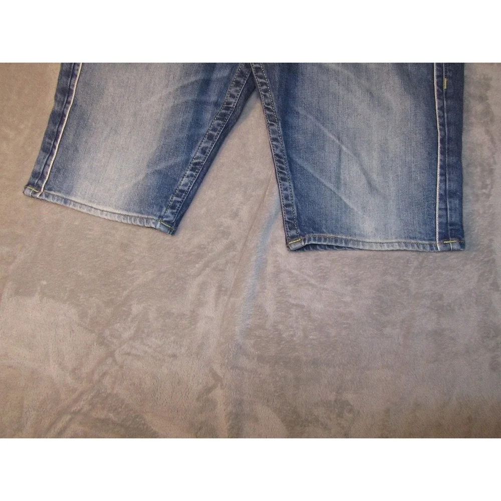 True Religion Mens Ricky Flap‎ Denim Shorts Medium Wash Blue Size 34 Horseshoe